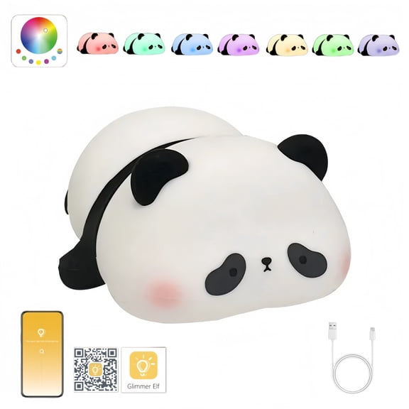 KYFIU Panda Night Light, Kids Night Light, APP Controls Brightness and Darkness Freely, Cute Night Lamps With Automatic Timer and 7 Color Modes
