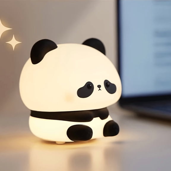 Panda Night Light LED Smart Tap Light Soft Glow Sleep Sensor 3-Level Brightness Timer Auto Off USB Charging Room Decor Desktop Gift for Friends Birthday Party