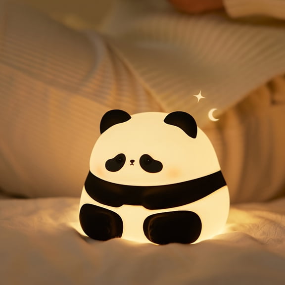 Panda Night Light with Touch Control, USB Rechargeable Bedside Lamp, 3 Brightness Levels, Auto Off