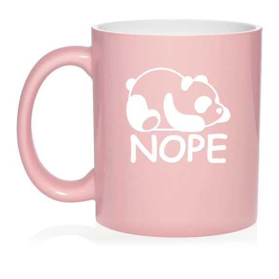 Panda Nope Funny Ceramic Coffee Mug Tea Cup Gift (11oz Light Pink)