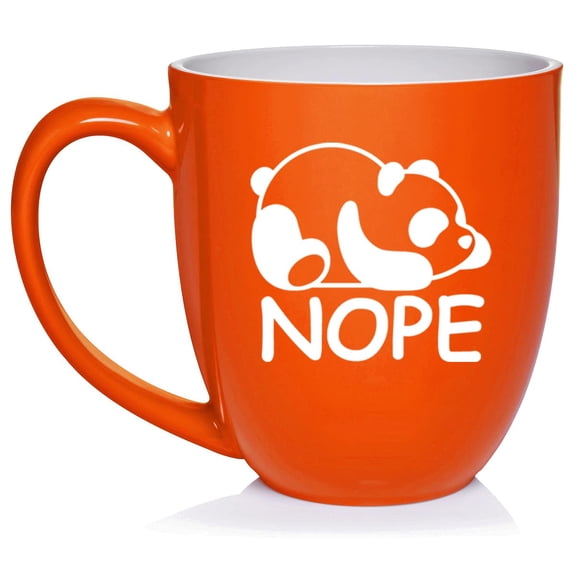 Panda Nope Funny Ceramic Coffee Mug Tea Cup Gift (16oz Orange)