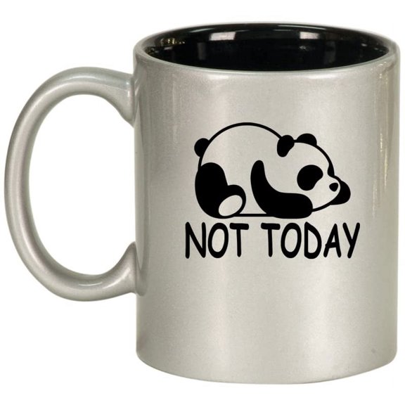 Panda Not Today Funny Ceramic Coffee Mug Tea Cup Gift (11oz Silver)