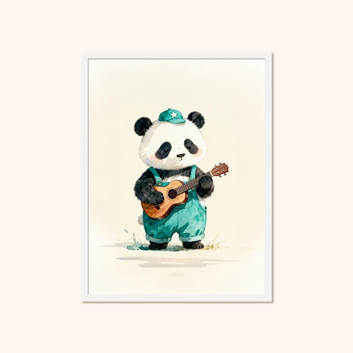 Panda Nursery Wall Art, Panda With Ukulele For Room, Unframed Poster ...