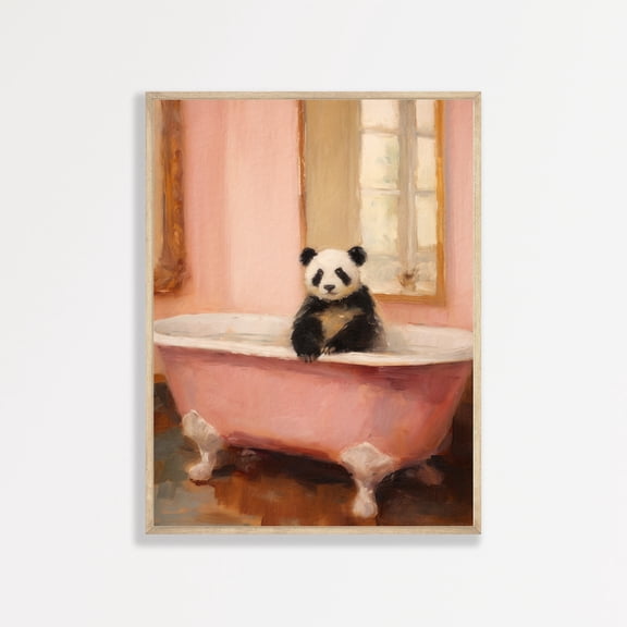 Panda Nursery Wall Art Retro Vintage Bathroom Poster