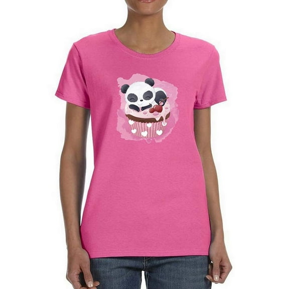 Panda On A Cupcake Shaped T-Shirt Women -Image by Shutterstock, Female 3X-Large