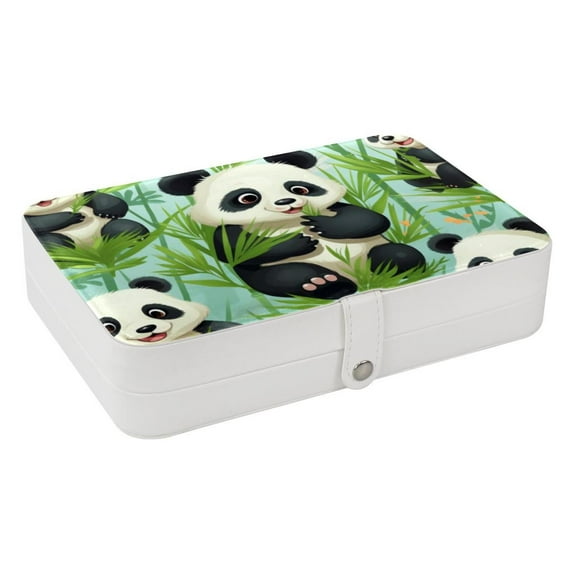Panda PU Leather Earring Organizer Box with Removable Compartment, Display Case, and Bracelet Holder - Portable Storage Solution