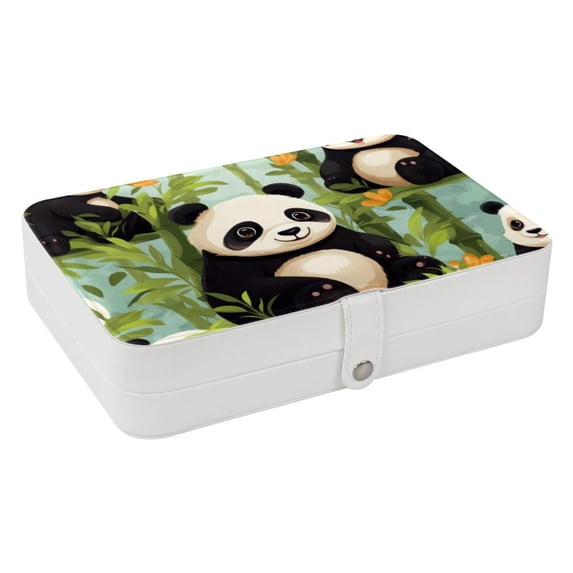 Panda PU Leather Earring Organizer with Removable Compartment - Portable Jewelry Stand, Bracelet Holder, Display Case