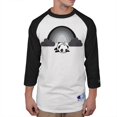 thumbnail image 1 of Panda Pandicorn Emo Sad Rainbow Mens Long Sleeve Raglan T Shirt White-Black X-LG, 1 of 1