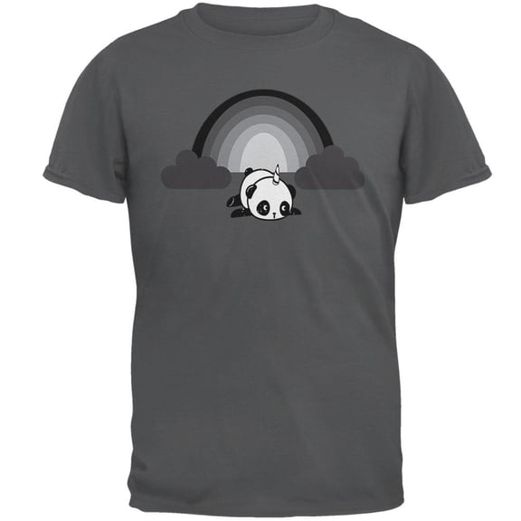 Panda Pandicorn Emo Sad Rainbow Mens T Shirt Charcoal SM