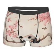 Panda Paradise: A Cherry Blossom  Printed Men'S Flat Angle Underwear With A  Design, Breathable And