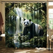 Panda Paradise Shower Curtain Tranquil Forest Scene Nature Inspired Bathroom Decor High Quality Print Relaxing Ambiance