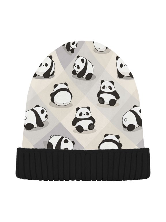 Panda Pattern Beanie Hat Unisex Warm Winter Hat Cap For Women Men Winter Running
