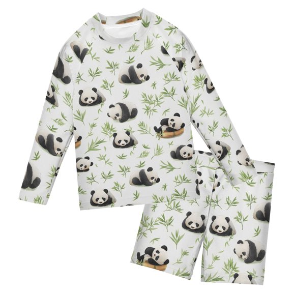 Panda Pattern Boys' Bathing Suit UPF 50+ Boys' Rash Guard Sets Stretchy Quick Dry 3T-10T