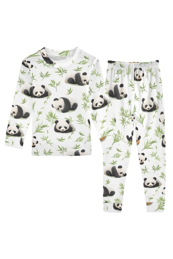 Panda Pattern Cotton Pajamas 2 Piece Set Sleepwear Soft and Comfortable Homewear Nightwear