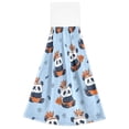 thumbnail image 1 of Panda Pattern Hand Towels 2 Pack Quick Dry Velvet Soft with Velcro Kitchen Bath 14x18in, 1 of 7