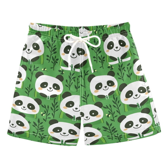 Panda Pattern Swim Trunks Quick Dry Beach Pool Board Shorts Lightweight Stylish Print Sizes 2T to XL