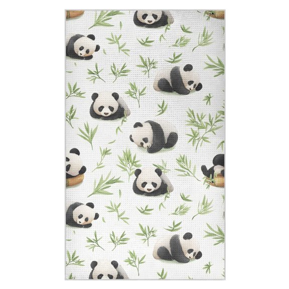 Panda Pattern Waffle Kitchen Towels 18x30 in Soft Absorbent Quick Dry Dishcloths
