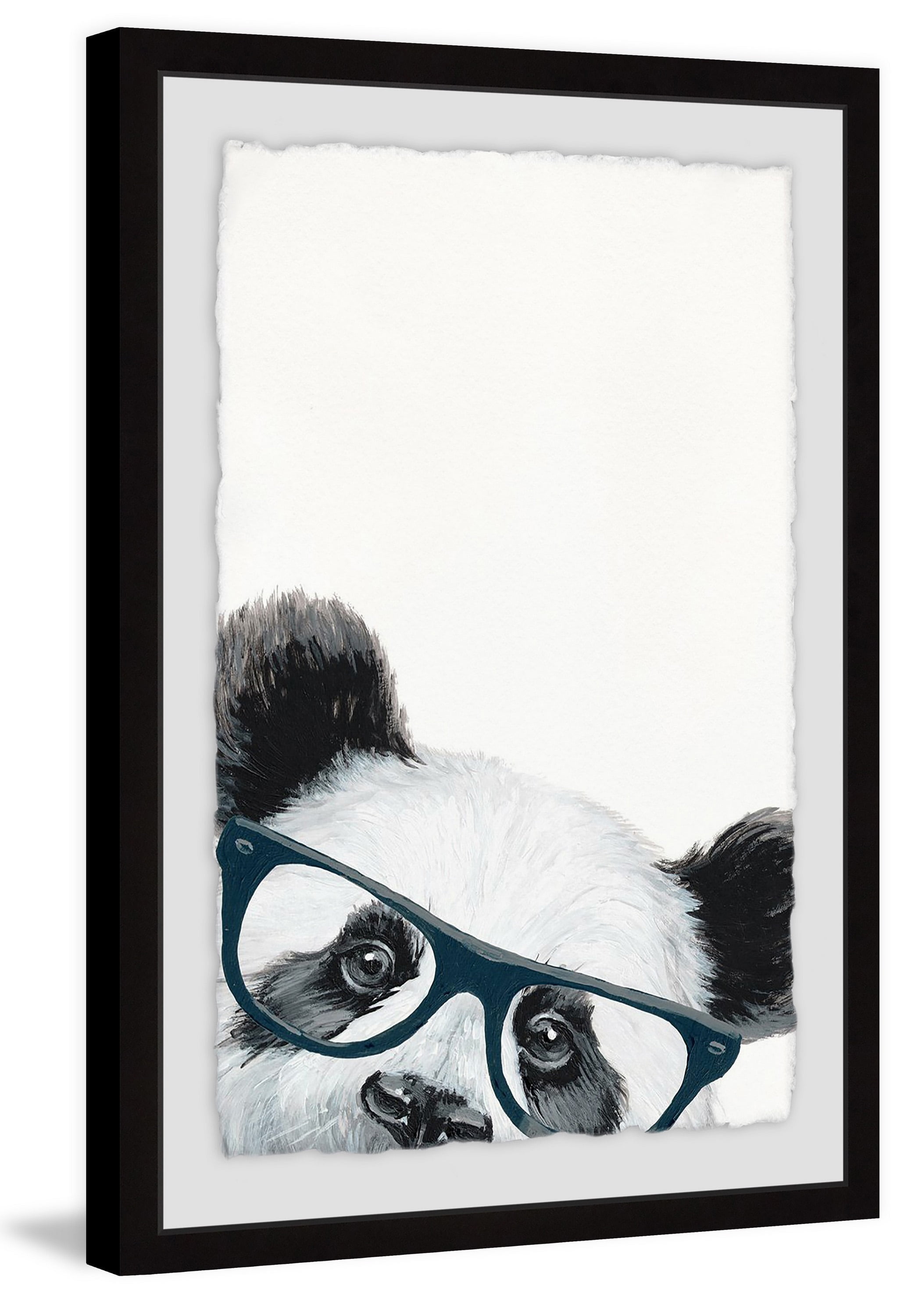 Panda Peekaboo Black Framed Animal Print, 30" x 20"
