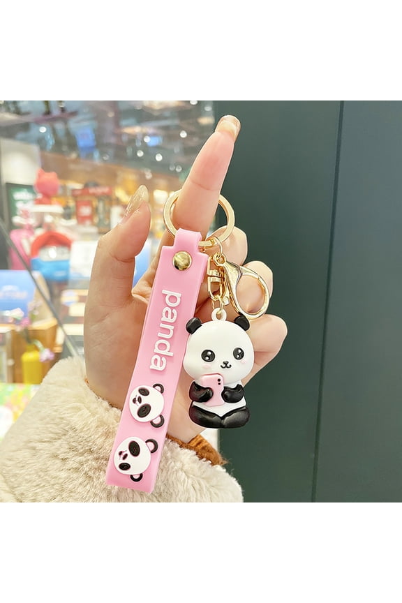 Cute Keychains Cartoon Panda Phone Holder Pendant for Women and Men Car Accessories Keychain