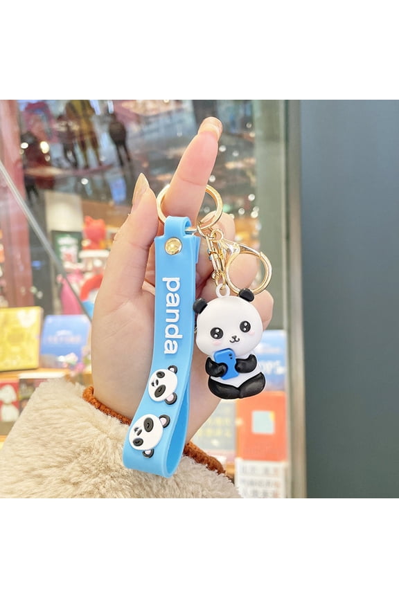 Cute Keychains Cartoon Panda Phone Holder Pendant for Women and Men Car Accessories Keychain