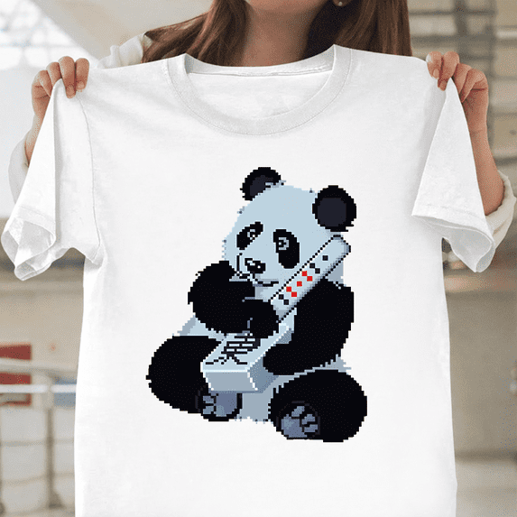 Panda Pixel Art Mahjong Gamer Gaming Animal Graphic Top Unisex T-Shirt ...
