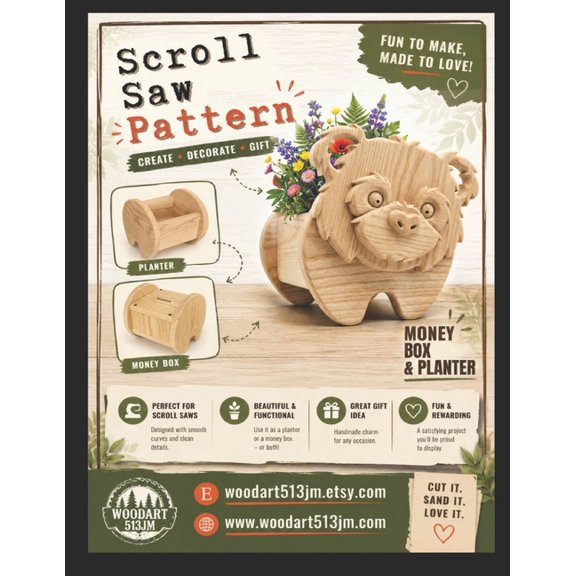 Panda Planter & Money Box: Scroll Saw Pattern, (Paperback)