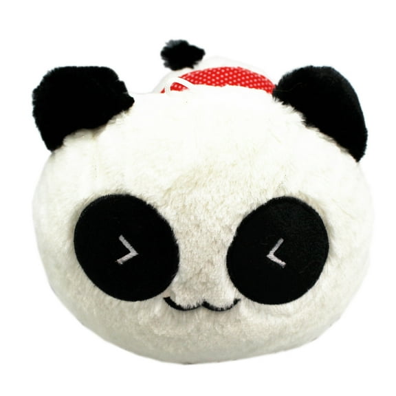 Panda Plush Toy w/Red Polka Dot Rear Bandana- 10in