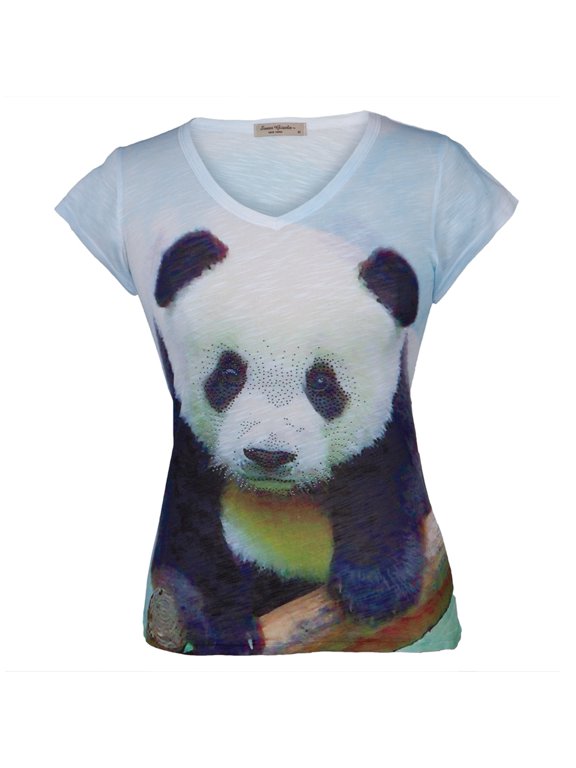 Panda Portrait Juniors V-Neck T-Shirt - Large