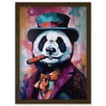 thumbnail image 1 of Panda Portrait with Purple Suit Top Hat and Cigar Artwork Framed Wall Art Print A4, 1 of 4