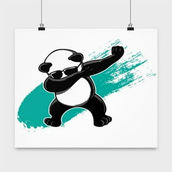 Panda Poster, Dabbing China Wildlife, Cute Animal Wall Art Gift, White 13x13in Poster