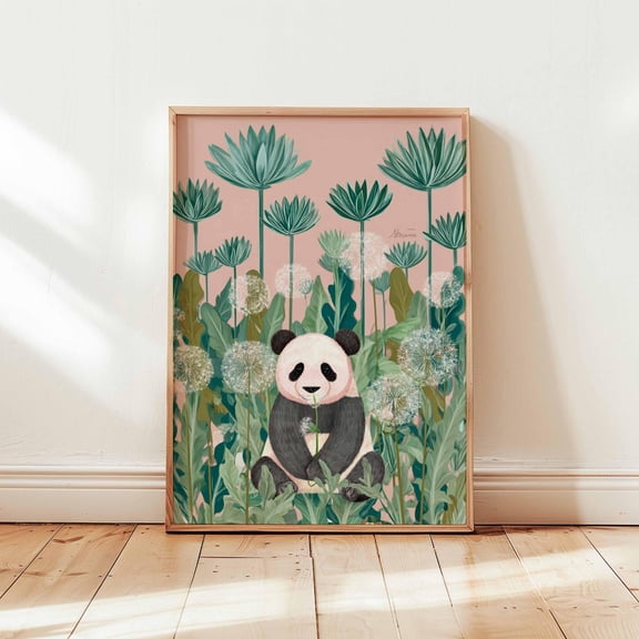 Panda Print Cute Animal Nursery Decor Wildlife Bear, Stretched Canvas 8x10in