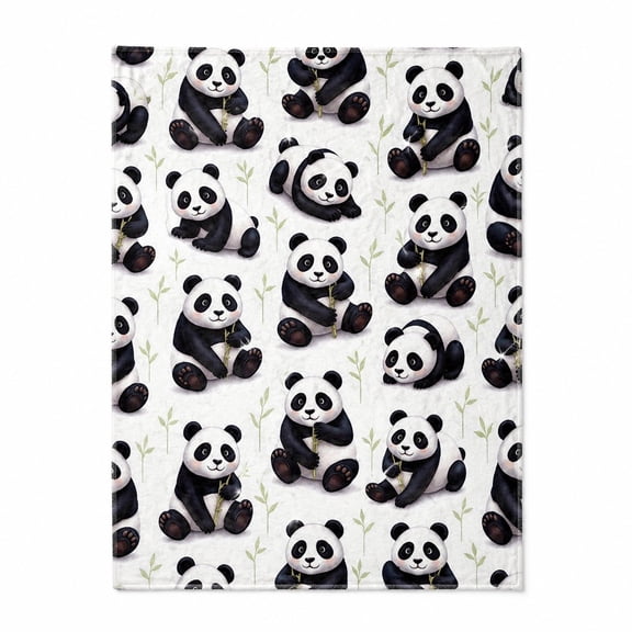 Panda Print Fleece Throw Blanket, Soft 280 GSM Polyester Blanket