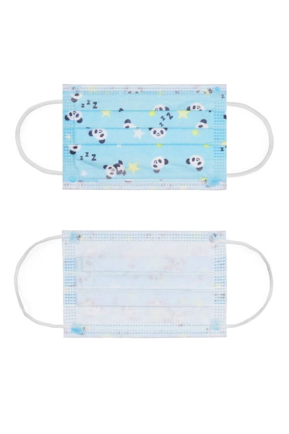 Panda Print Kids 3-Layer Face Masks: 10 Pack