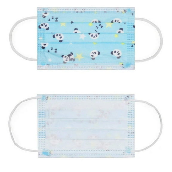 Panda Print Kids 3-Layer Face Masks: 10 Pack