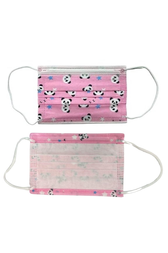 Panda Print Kids 3-Layer Face Masks: 10 Pack