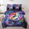 thumbnail image 1 of Panda Print King Comforter Set 7-Piece Woodland Wildlife Bedding Comforter Sets, Cartoon Animal Bed in a Bag Mystic Galaxy Nebula Bedding Set, Rainbow Butterfly Bear Bed Sheets Set, 1 of 6