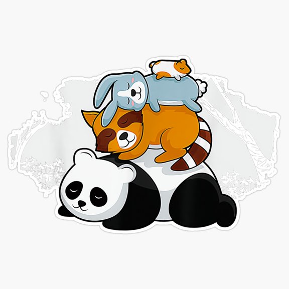 Panda Rabbit Hamster Cute Sleeping Animals Pyramid Stack Sticker