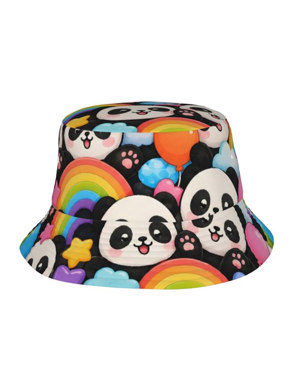Panda Rainbow Fisherman's Hat Casual and Breathable Sun Hat for Men and Women
