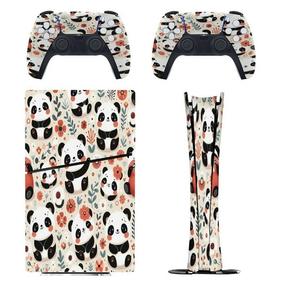 Panda, Red PS5/PS5 Slim Digital Disc Skin Sticker For Console And Controller Skins