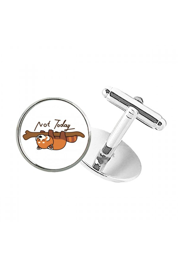 Panda Red Raccoon Bed Round Button Cuff Clip Stud Cufflinks