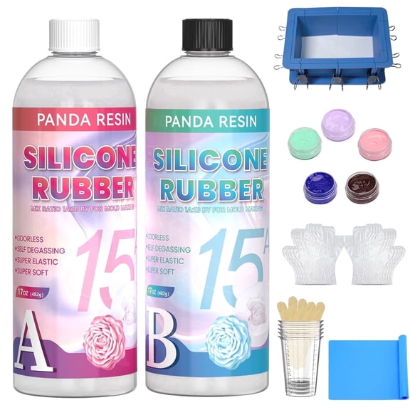 Panda Resin 34 oz Silicone Mold Making Kit, Translucent Fast Cure Liquid Rubber for Resin Soap Candle Molds