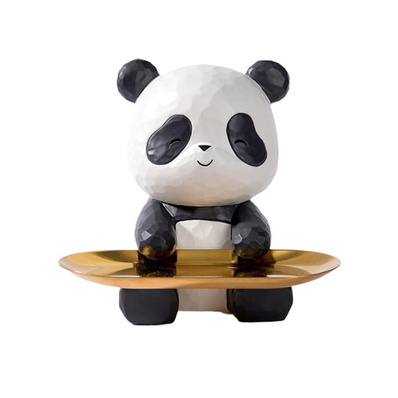 Panda Resin Storage Box, 3-Tier Decorative Organizer, Cute Home Office Decor