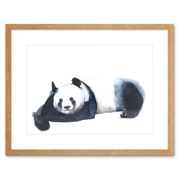 Panda Resting Watercolour Art Print Framed Poster Wall Decor 9x7 inch
