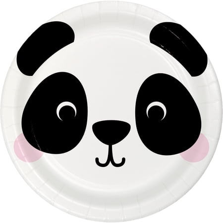 Panda Round Paper Plates 24 Count for 24 Guests