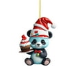 thumbnail image 1 of Panda with Santa Hat Christmas Ornaments 2D Acrylic Cute Cartoon Xmas Tree Hanging Decorations for Holiday Party New Year Supplies Home Decor and Panda Lover Gifts, 1PC, 1 of 5