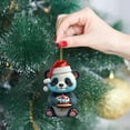 thumbnail image 1 of Panda with Santa Hat Christmas Ornaments 2D Acrylic Cute Cartoon Xmas Tree Hanging Decorations for Holiday Party New Year Supplies Home Decor and Panda Lover Gifts, 1PC, 1 of 5