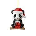 thumbnail image 1 of Panda with Santa Hat Christmas Ornaments 2D Acrylic Cute Cartoon Xmas Tree Hanging Decorations for Holiday Party New Year Supplies Home Decor and Panda Lover Gifts, 1PC, 1 of 5