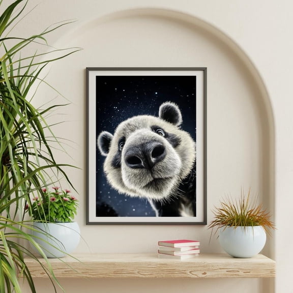 Panda Selfie Wall Art Print, Unframed Paper Poster 8x10in