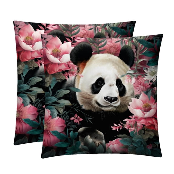 Panda Set - Decorative Pillows Covers, Velvet Throw Pillow Cases with Unique Patterns for Home Decor, 16x16, 18x18, 20x20 Inches, 2 Pack - Great for Various Occasions.