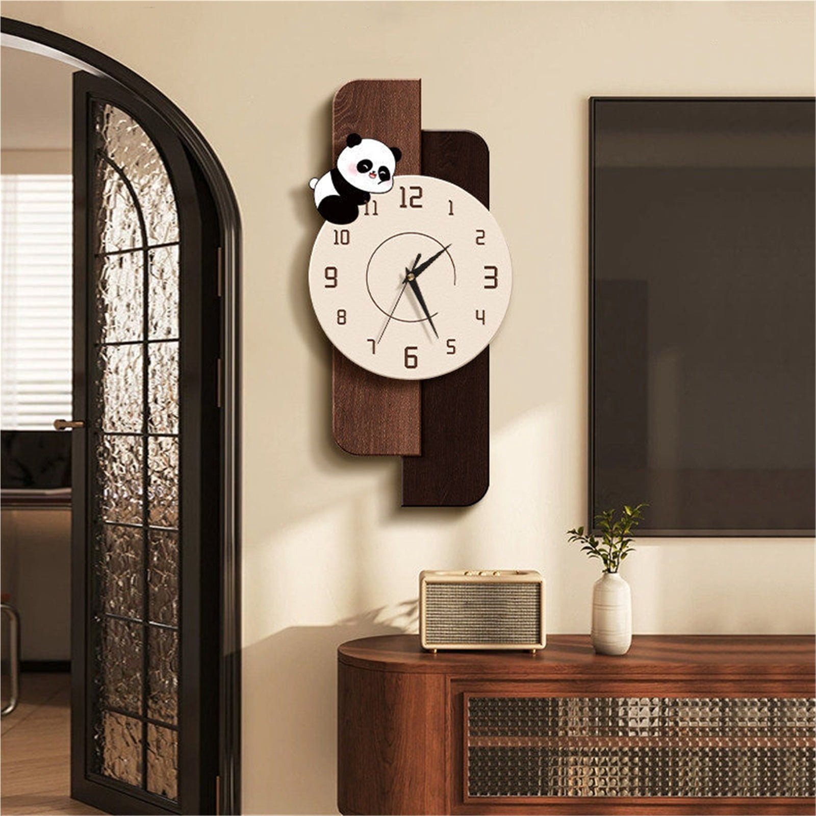 Hand Clock Panda Panda Shaped 3D Decorative Wall Clock, Silent Non-Ticking No-Drill ...